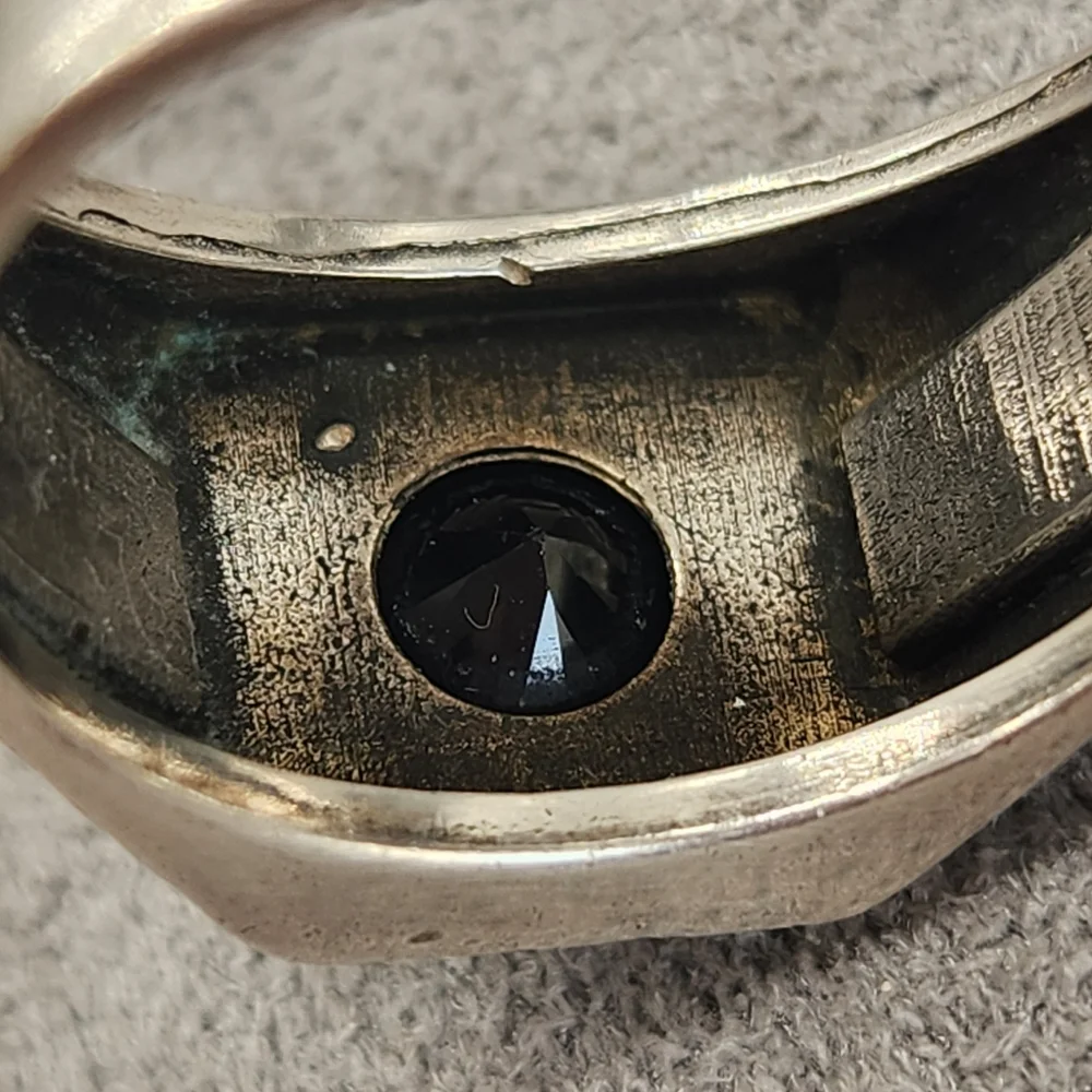 Signet Ring Men's 9.75 Silver 925 Black Onyx Marcasite Marquise Cut Bold Gothic